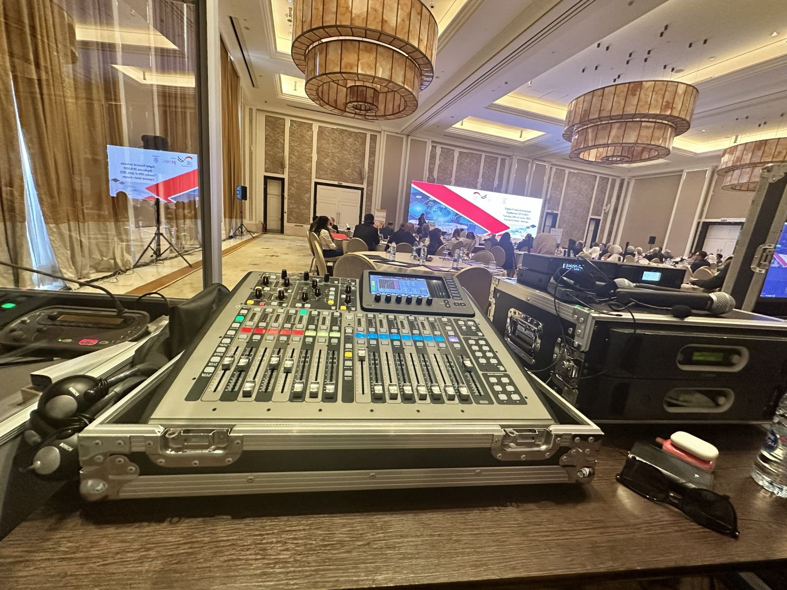 Digital mixing console and Bosch transmitter during an event
