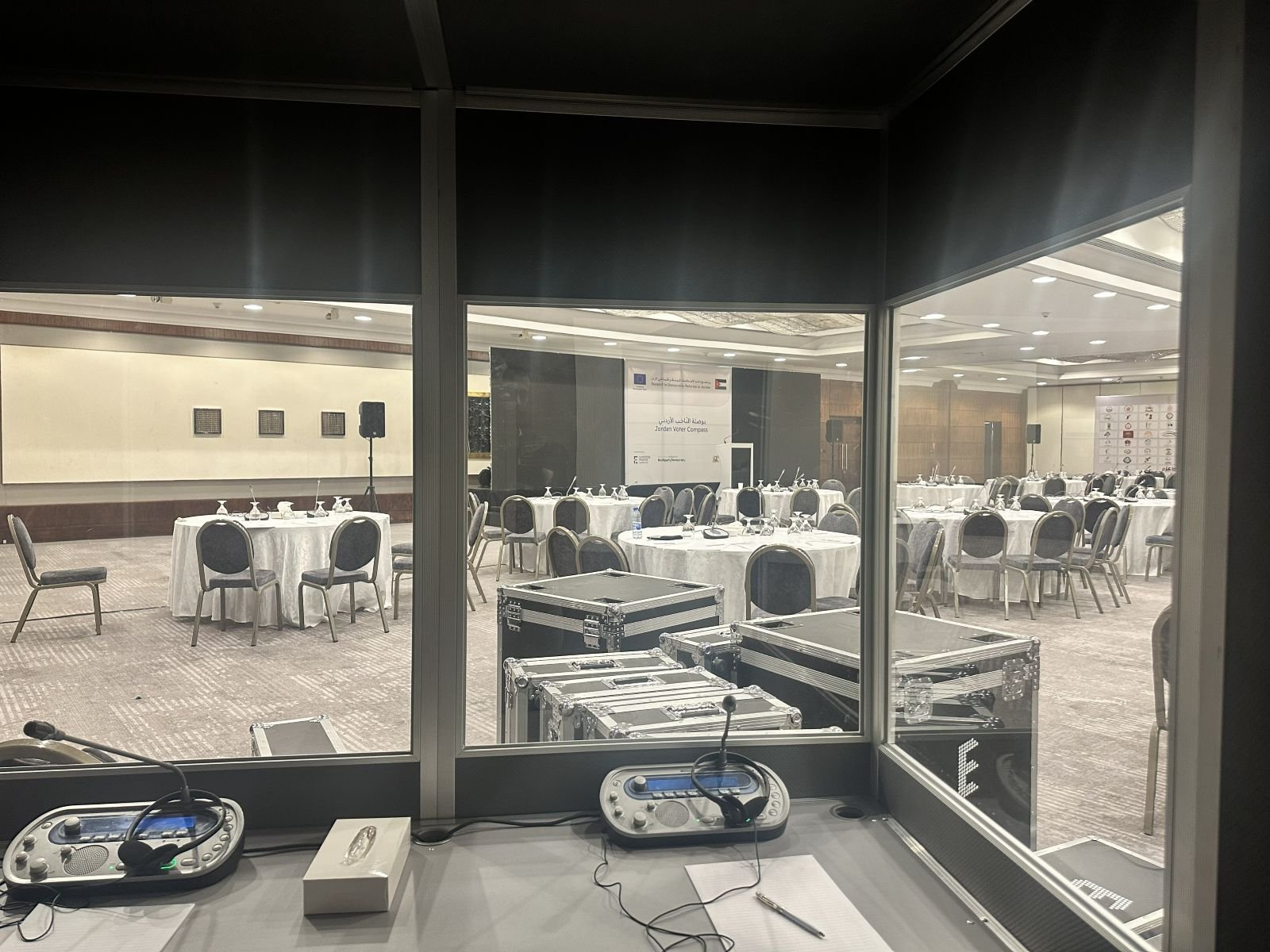 View from an Eventranz interpretation booth over a conference hall