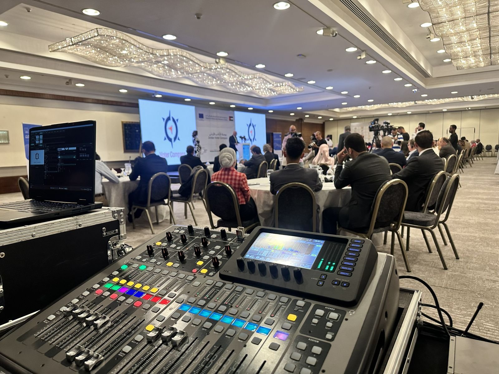 Digital sound desk operated by Eventranz during a conference